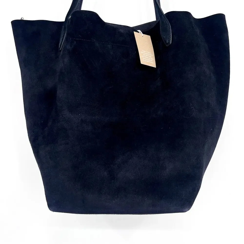 MADEWELL Women's The Oversized Shopper Tote Large Jet Blue Suede NWT